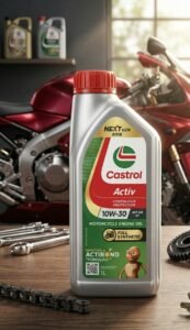 Castrol Activ 10W-30 4T Full Synthetic Motorcycle Engine Oil with Improved Actibond Technology™. Delivers continuous 3X protection for 4-stroke bikes during startup, running, and engine stop.